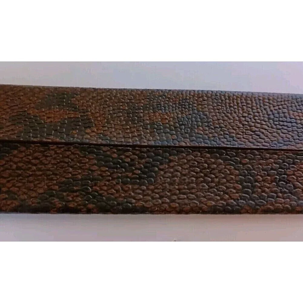 Women's Python Snakeskin Wide Belt Brass Buckle Size 32 Stamped Handsome Vintage